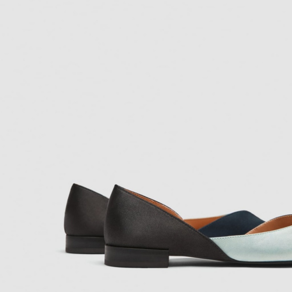 ️Zara size 6 Blue Tri-Color Ballerina Flats - Picture 7 of 7